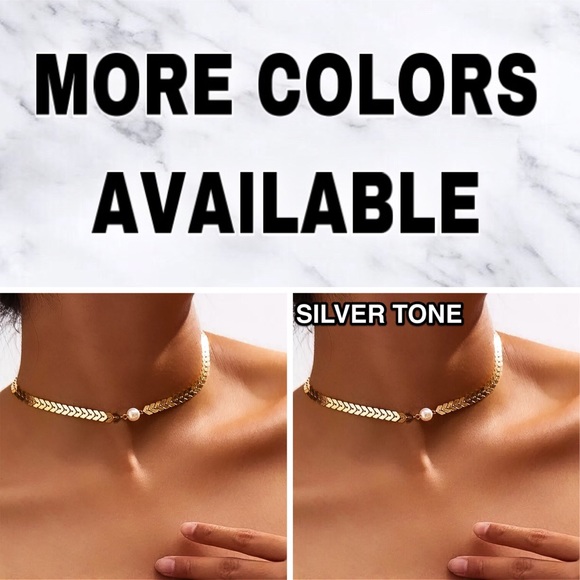 ⚜️[𝟯/$𝟭𝟴]⚜️Silver Arrow Pearl Dainty Choker NEW - Picture 7 of 9